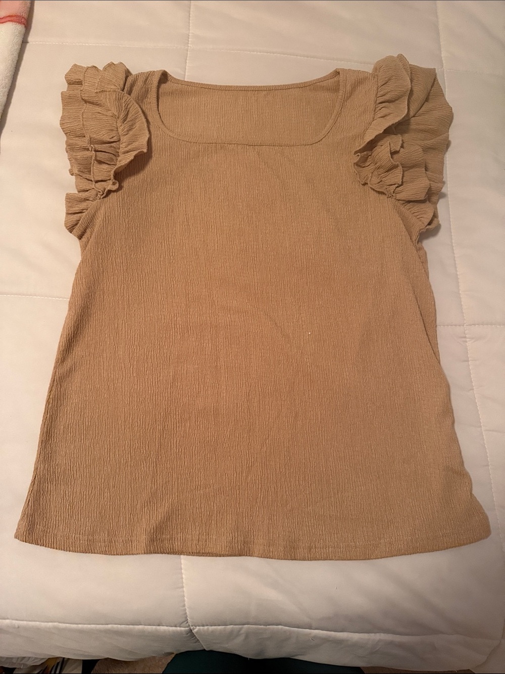 Amazon Women's Tan Ruffle Sleeve Tank Top